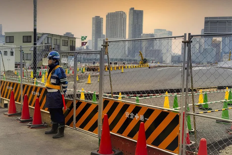 worker, construction site, caretaker, industrial zone, tokyo, japan, asia, construction site, car...